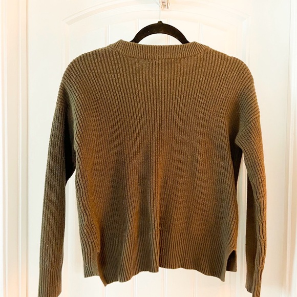 Madewell Khaki Ribbed Crew Neck Sweater - Picture 2 of 4